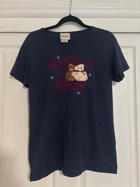 Vintage Natural Escape Grandkids are for Hugging Teddy Bear Embroidered Grandma